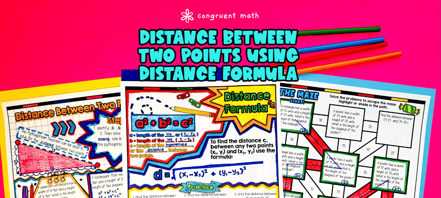 Distance Between Two Points Guided Notes w/ Doodles | Pythagorean Theorem