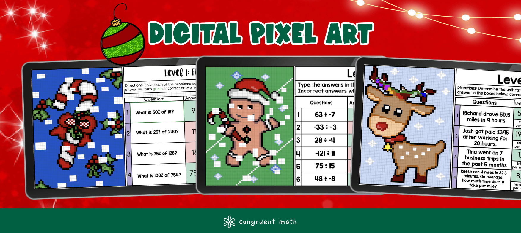 Christmas Pixel Art Digital Math Activities