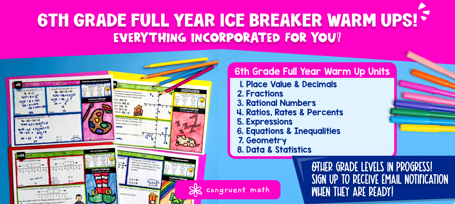6th Grade Ice Breaker Warm Up Bundle from Congruent Math