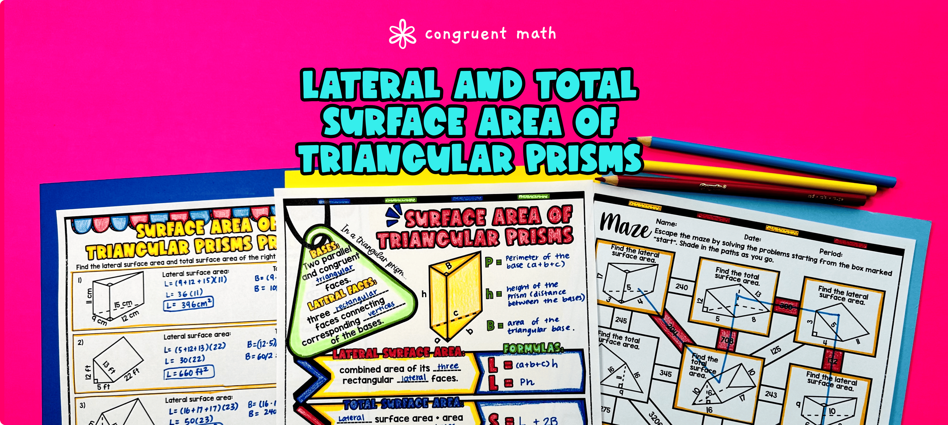 Lateral and Surface Area of Triangular Prisms