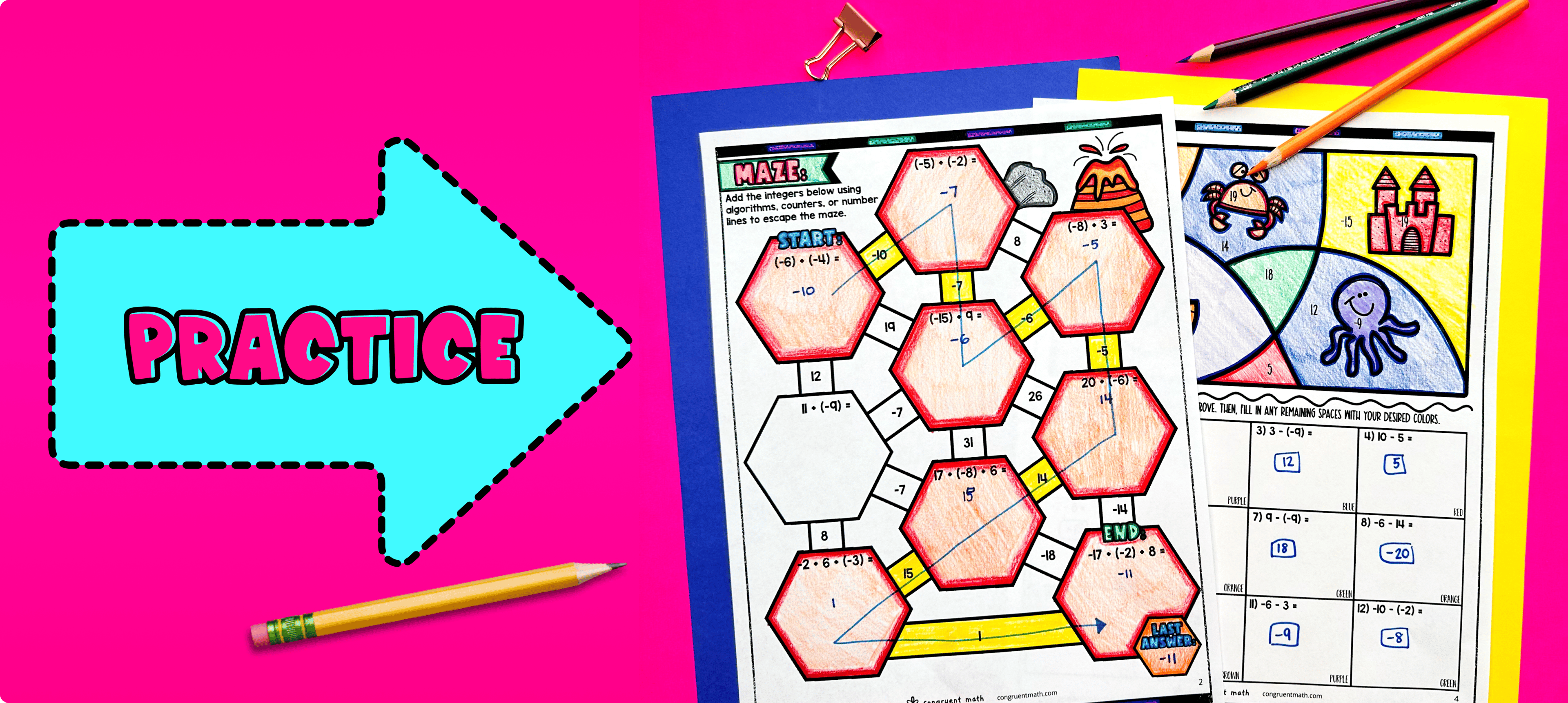 practice adding and subtracting integers lesson image