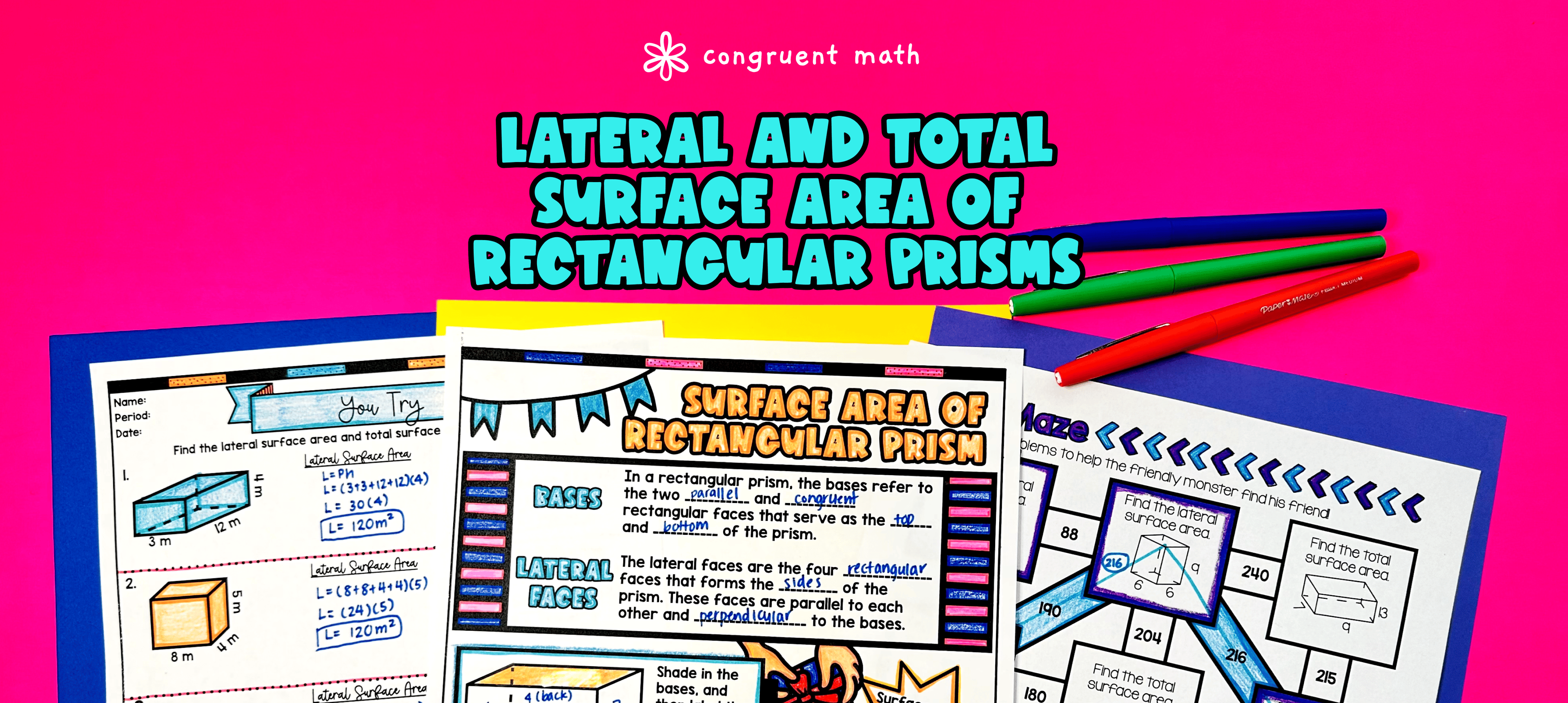Lateral & Total Surface Area of Rectangular Prisms