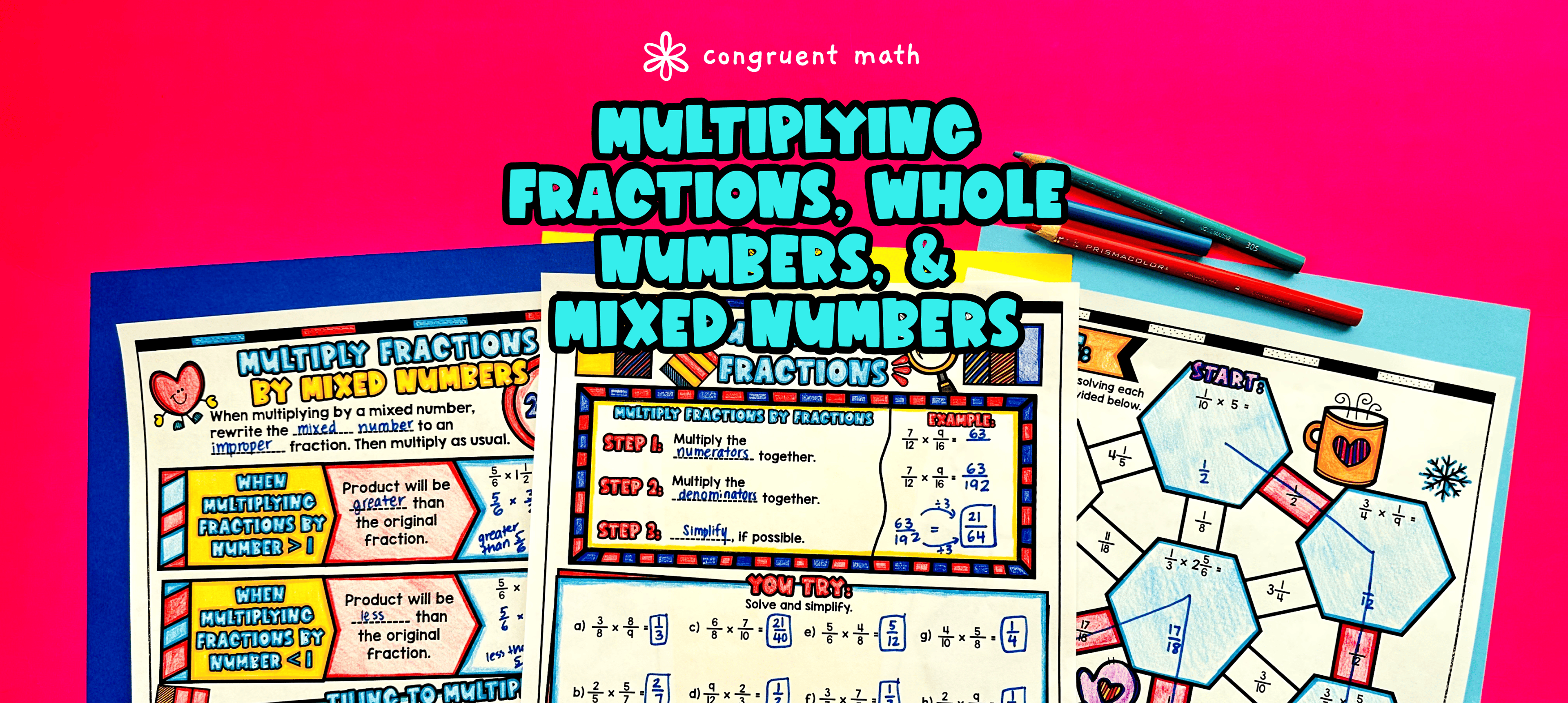 Multiplying Fractions, Whole Numbers, and Mixed Numbers