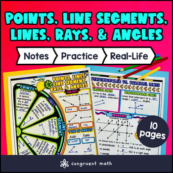 Lines Rays Line Segment and Angles Guided Notes w Doodles Parallel Perpendicular