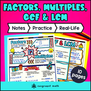 Greatest Common Factor & Least Common Multiple GCF LCM Guided Notes with Doodles