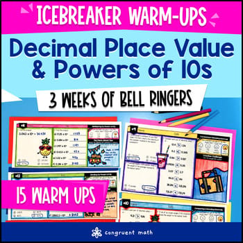 Decimal Place Value Powers of 10s 5th Grade Math Warm Ups CCSS TEKS Bell Ringers