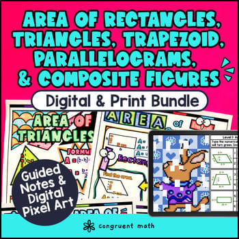 Area of Composite Figures Quadrilaterals Digital & Print | Notes Pixel Art