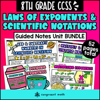 Laws of Exponents & Scientific Notations Guided Notes BUNDLE | 8th Grade CCSS