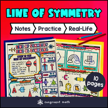 Line of Symmetry 4th Grade Guided Notes w Doodles Worksheets 4.G.A.3 Symmetrical