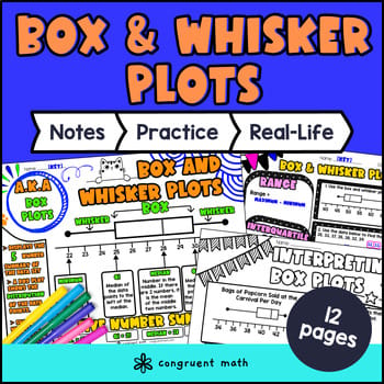 Box and Whisker Plots Guided Notes w Doodles | Data & Statistics CCSS TEKS notes