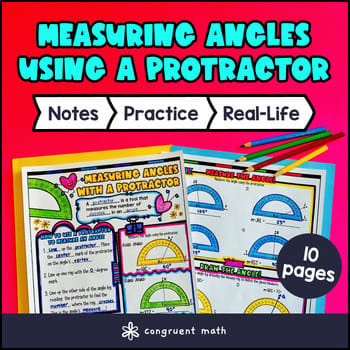 Measuring Angles With a Protractor Guided Notes w Doodles 4th Grade 4.MD.C.6