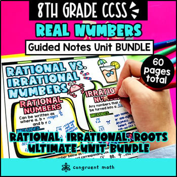Real Number System Guided Notes BUNDLE | Rational Irrational | 8th Grade CCSS