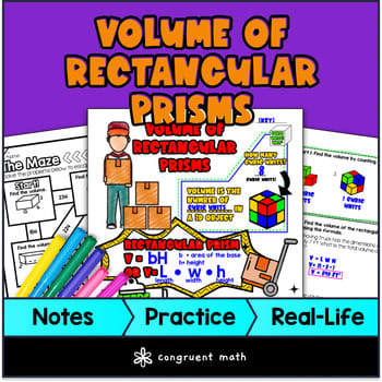 Volume of Rectangular Prisms Guided Notes with Doodles | Fractional Edge Lengths